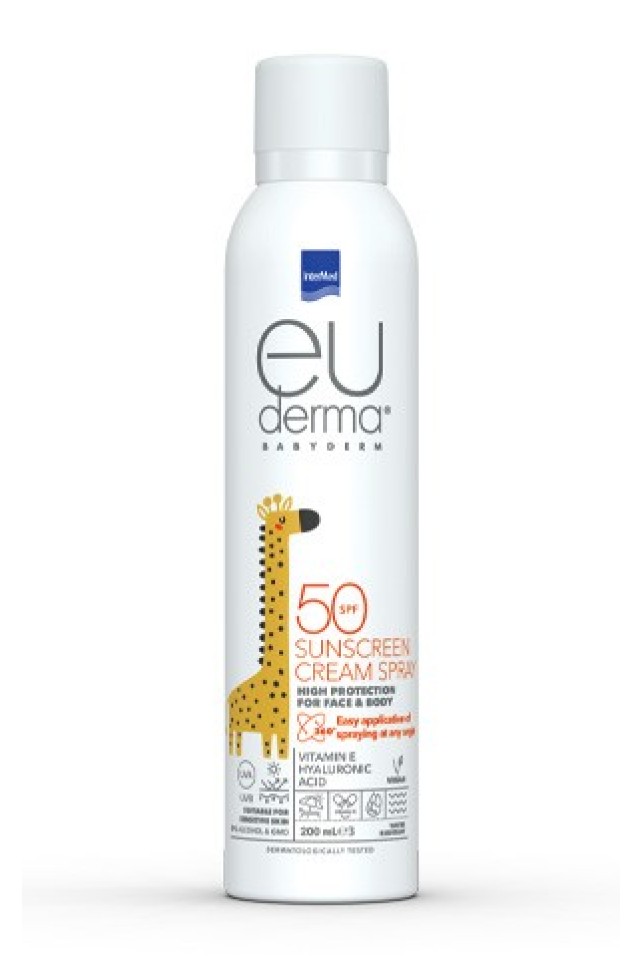 Intermed Euderma Babyderm Sunscreen Cream Spray SPF50 Παιδική Αντηλιακή Κρέμα Προσώπου & Σώματος 200ml Intermed Euderma Babyderm Sunscreen Cream Spray SPF50 Παιδική Αντηλιακ …