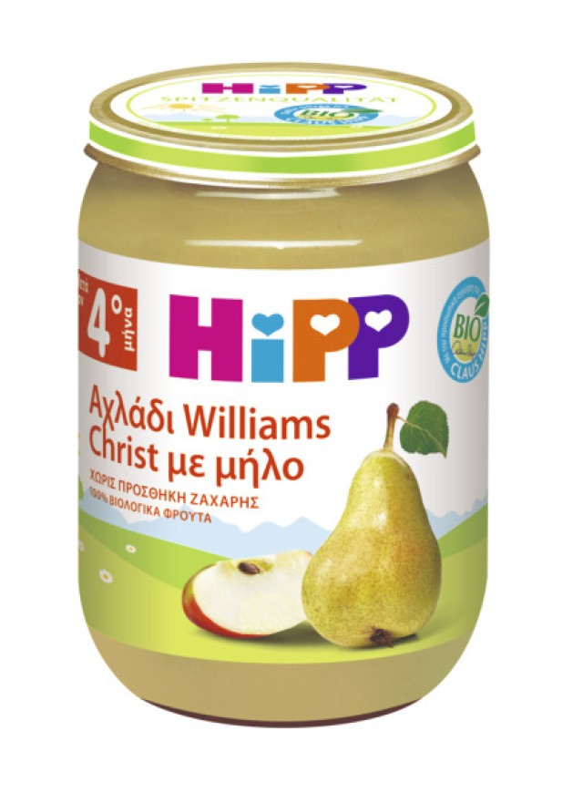 Hipp BIO Βιολογικό Παρασκεύασμα Φρούτων Αχλάδι Williams Christ με Μήλο …