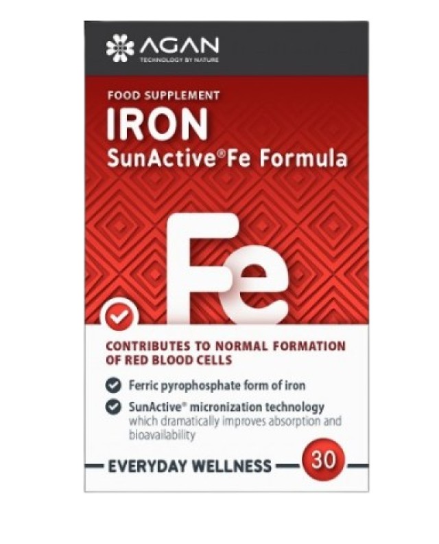 Agan Iron SunActive Fe Formula Συμπλήρωμα Διατροφής Σιδήρου 30 Φυτικές Κάψουλες