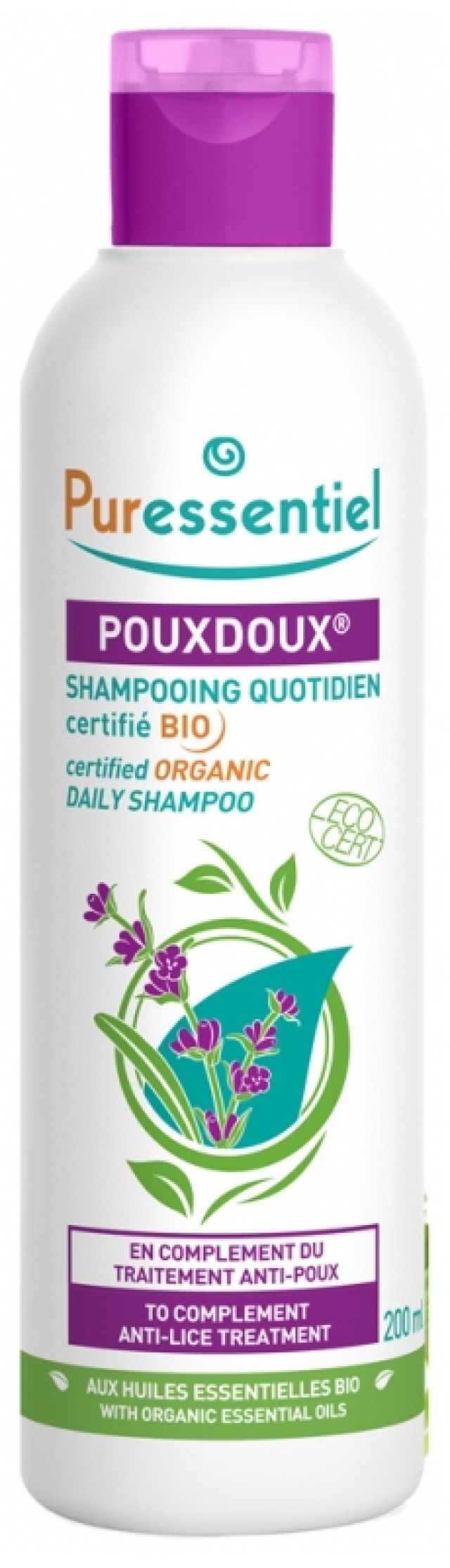 Pureessentiel Pouxdoux Daily Organic Shampoo Οργανικό Σαμπουάν για Καθημερινή Χρήση 200ml