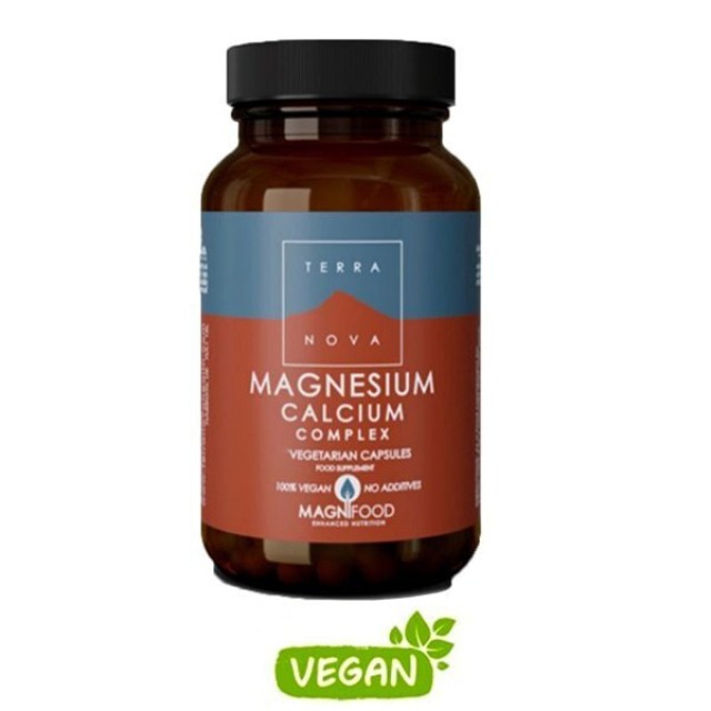 Terranova Magnesium Calcium Complex Συμπλήρωμα Διατροφής για Καλύτερη Μυϊκή Λειτουργία & Ανακούφιση από Κράμπες 100 Φυτικές Κάψουλες