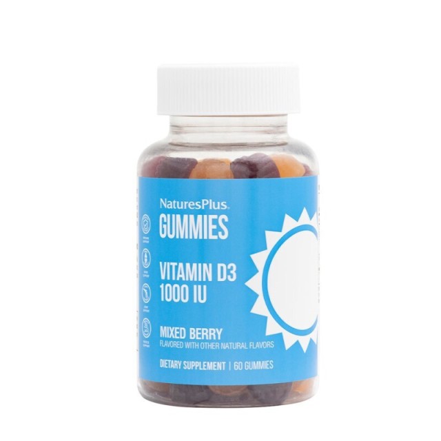 Natures Plus Gummies Vitamin D3 1000IU Mixed Berry για το Ανοσοποιητικό Σύστημα με Γεύση Μούρων 60 Ζελεδάκια
