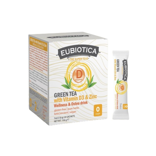 Eubiotica Green Tea Wellness & Osteo Drink Πράσινο Τσάι 20 Φακελάκια x 7ml