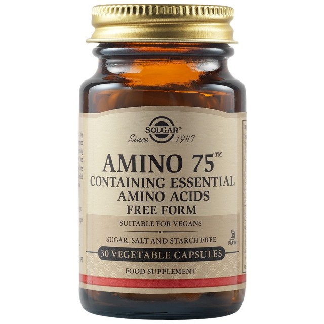 Solgar Essential Amino Acids 75mg Συμπλήρωμα Διατροφής Με Σύμπλεγμα Αμινοξέων 30 Φυτικές Κάψουλες