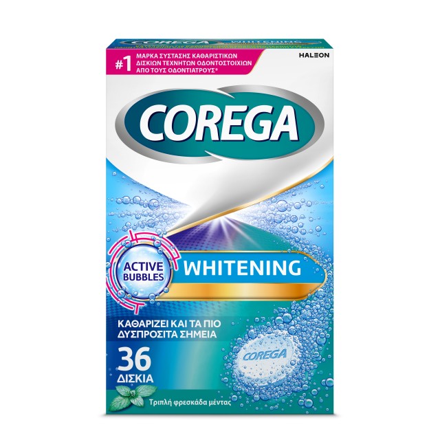 Corega Whitening, Denture Cleaning Tablets, 36 Tablets