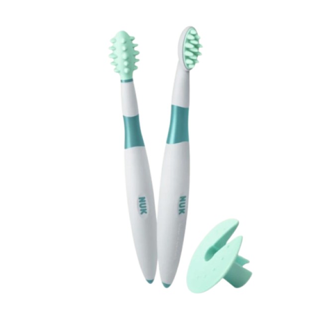 Nuk Σετ 2 Εκπαιδευτικές Οδοντόβουρτσες 6-15m+ Χρώμα:Σιέλ 2 Τεμάχια [10 …