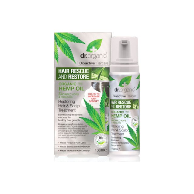 Dr.Organic Hemp Oil Restoring Hair & Scalp Treatment Μους Για Ενδυνάμω …