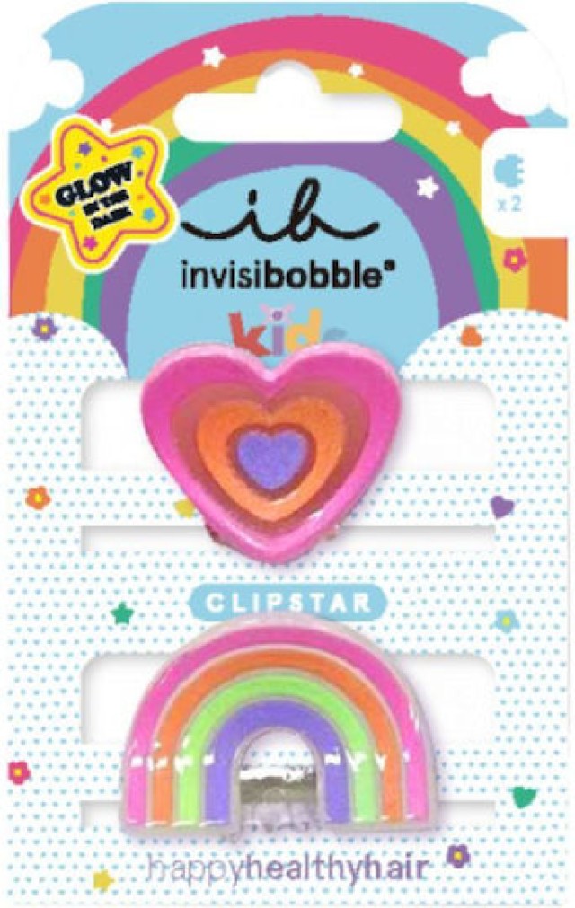 Invisibobble Clipstar Glow Kids  Happy Heart Παιδικά Κλιπ Μαλλιών που …