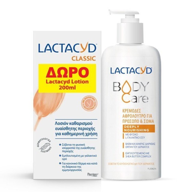 Lactacyd PROMO Body Care Nourishing Κρεμώδες Αφρόλουτρο 300ml - ΔΩΡΟ Classic Λοσιόν Καθαρισμού για την Ευαίσθητη Περιοχή 200ml