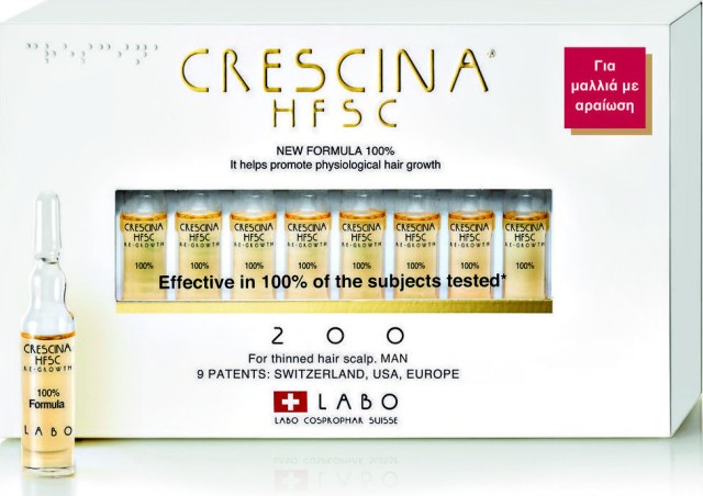 Labo Crescina HFSC 100% 200 Man Θεραπεία Κατά Της Αραίωσης Των Μαλλιών Για Άνδρες 10 Φιαλίδια