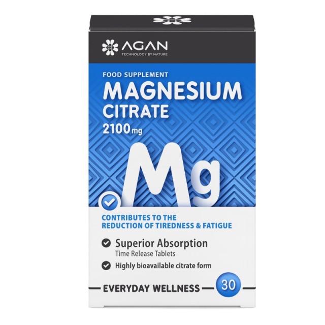 Agan Magnesium Citrate 2100mg Συμπλήρωμα Διατροφής με Μαγνήσιο 30 Ταμπλέτες