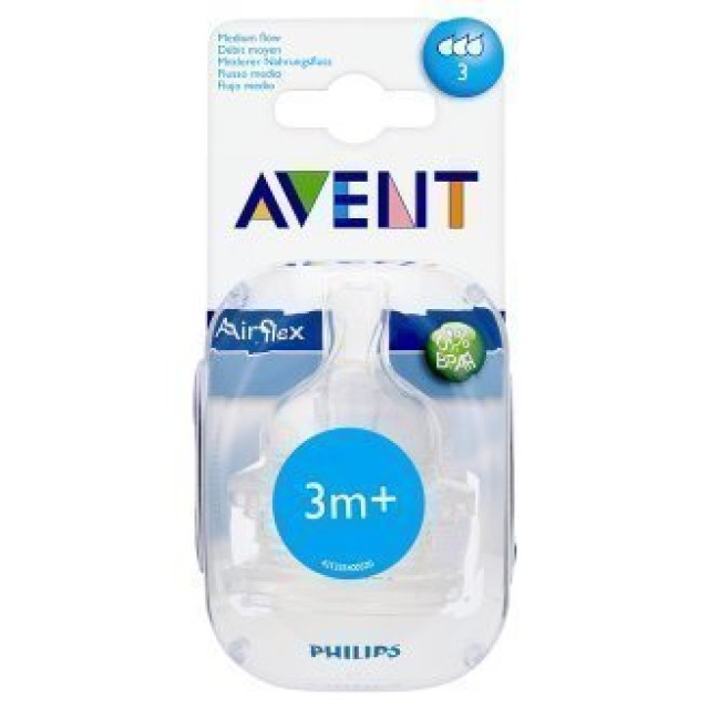 Philips AVENT SCF633/27 - Θήλες σιλικόνης Μέτριας ροής με 3 οπές, 3m+, …