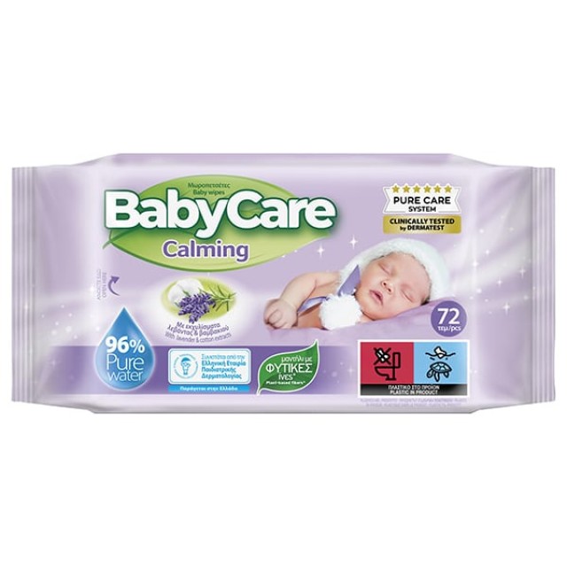 Μωρομάντηλα BabyCare Calming με Εκχύλισμα Λεβάντα & Βαμβάκι 72 Τεμάχια