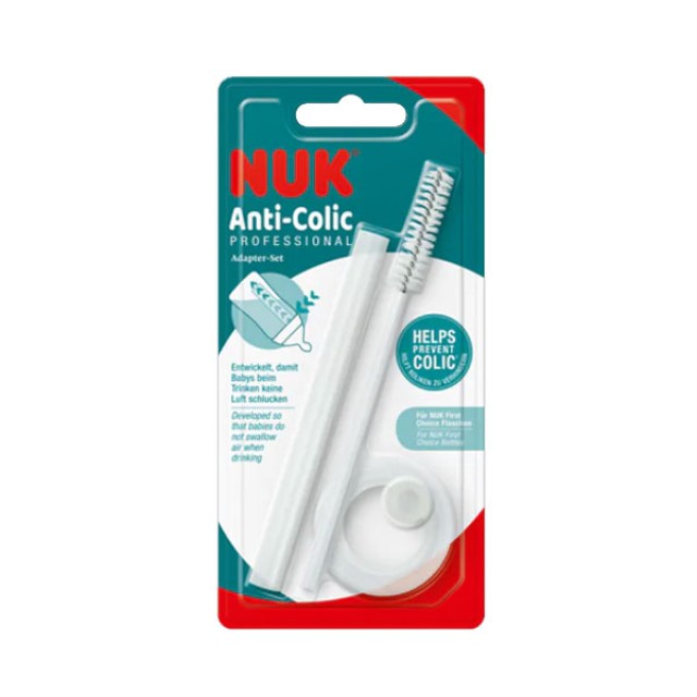 Nuk Anti Colic Professional Σύστημα Διαφυγής Αέρα για Μπιμπερό First Choice Λευκό & Βουρτσάκι Καθαρισμού 1 Τεμάχιο