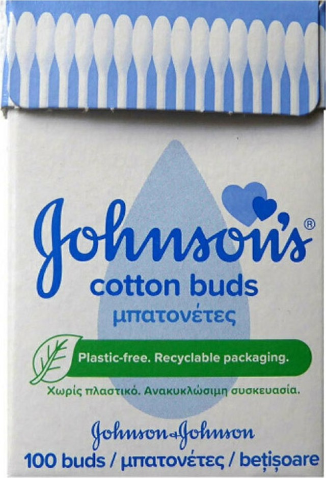 Johnson's® Cotton Buds Μπατονέτες Χωρίς Πλαστικό σε Ανακυκλώσιμη Συσκευασία 100 Τεμάχια
