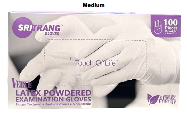 Sri Trang Γάντια Λάτεξ Λευκά Ελαφρώς Πουδραρισμένα Μέγεθος:Medium 100 Τεμάχια