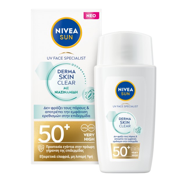 Nivea Sun UV Face Derma Skin Clear SPF50+ Αντηλιακό Προσώπου για Κανον &hellip;