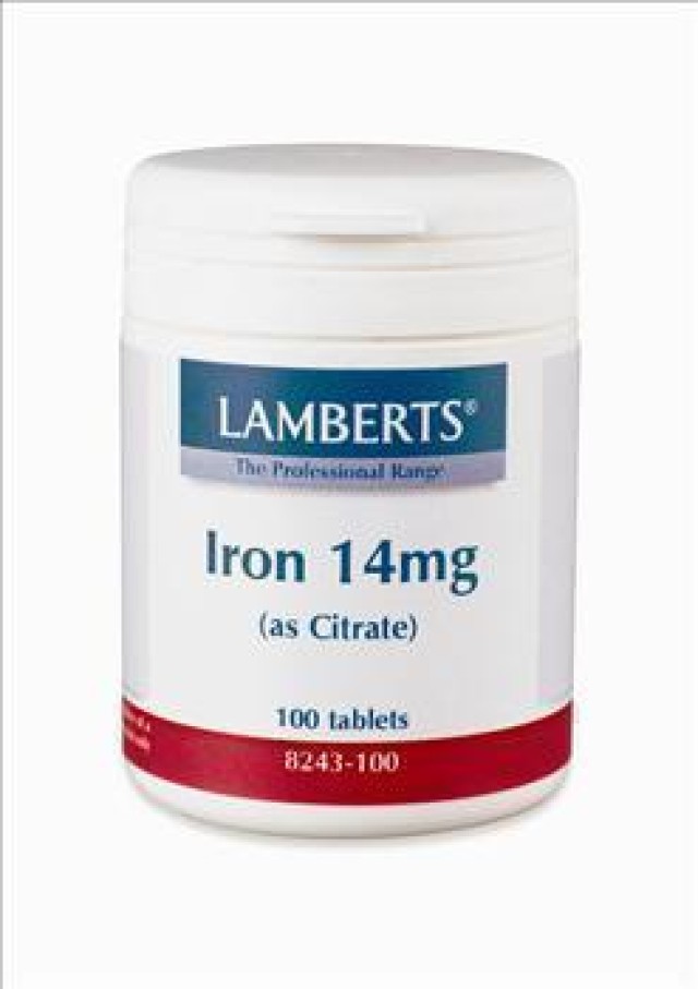 Lamberts Iron 14mg, Συμπλήρωμα Διατροφής με Σίδηρο για την Αναπλήρωση των Εξαντλημένων Αποθηκών Σιδήρου του Οργανισμού, 100 Tabs
