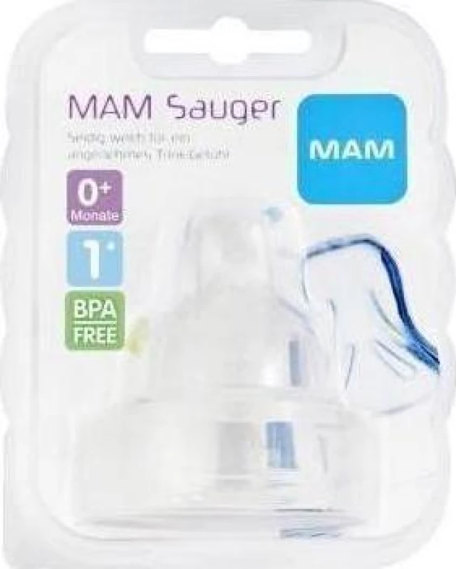 Mam Low Flow Silicone Nipple Size: S 0m + 2 Pieces [400S]