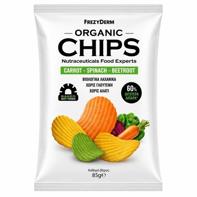 Frezyderm Organic Chips Carrot Spinach Beetroot Βιολογικό Σνακ με Γεύσ &hellip;