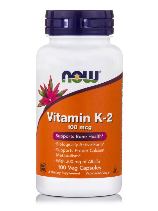 Now Foods Vitamin K-2 100mcg Συμπλήρωμα Διατροφής Για Την Οστεοπόρωση 100 Φυτικές Κάψουλες