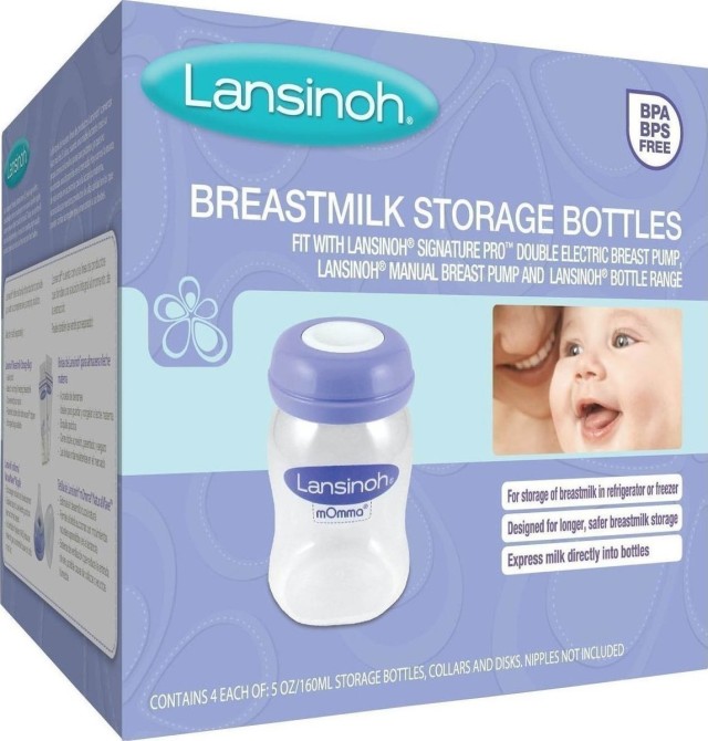 Lansinoh Breast Milk Bottles Πλαστικά Μπουκαλάκια Αποθήκευσης Μητρικού Γάλακτος 4x160ml