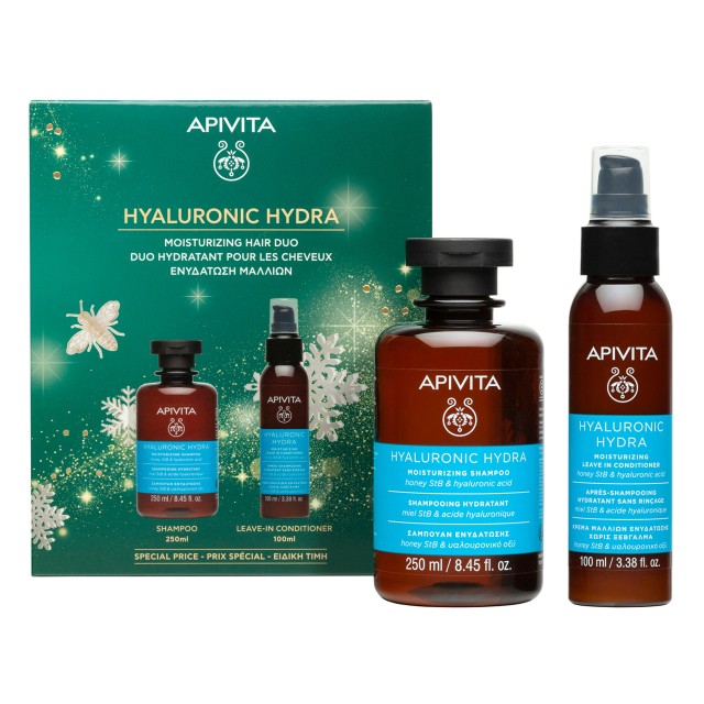 Apivita PROMO Hyaluronic Hydra Σαμπουάν Ενυδάτωσης με Honey StB & Υαλουρονικό Οξύ 250ml & Leave in Κρέμα Μαλλιών Ενυδάτωσης Χωρίς Ξέβγαλμα με Honey StB & Υαλουρονικό Οξύ 100ml Apivita PROMO Hyaluronic Hydra Σαμπουάν Ενυδάτωσης με Honey StB & …