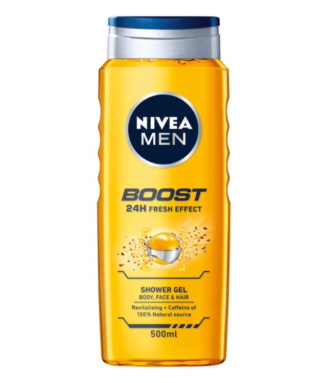 Nivea Men Boost Shower Ανδρικό Gel Αφρόλουτρο με Καφεΐνη 500ml