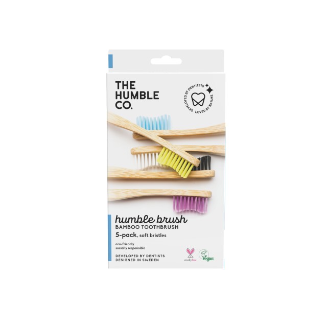 The Humble Co. Bamboo Brush Adult 5pack Soft Mπαμπού Οδοντόβουρτσα Ενηλίκων Μαλακή 5 τεμάχια