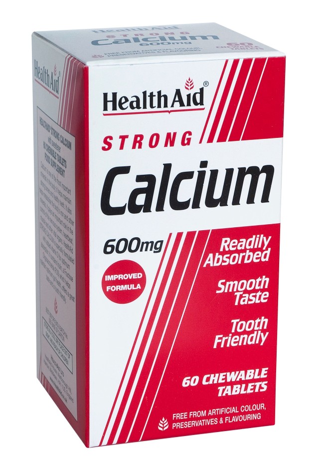 Health Aid Strong Calcium 600mg Συμπλήρωμα Διατροφής με Ασβέστιο για Δυνατά Οστά & Γερά Δόντια 60 Μασώμενες Ταμπλέτες