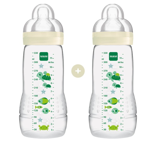 Mam PROMO Easy Active Baby Bottle Σετ Πλαστικά Μπιμπερό για 4m+ Εκρού με Θηλή Σιλικόνης 2x330ml [365SU]
