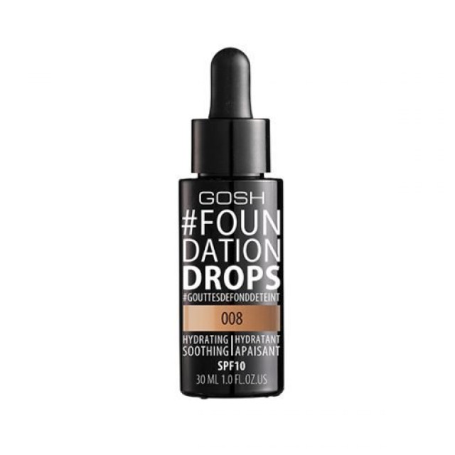 Gosh Foundation Drops Honey Κάλυψη προσώπου με SPF10, 30ml