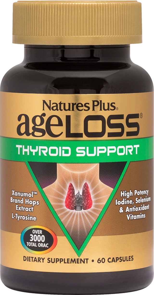 Natures Plus AgeLoss Thyroid Support Συμπλήρωμα Διατροφής για την Σωστή Λειτουργία του Θυροειδή 60 Κάψουλες