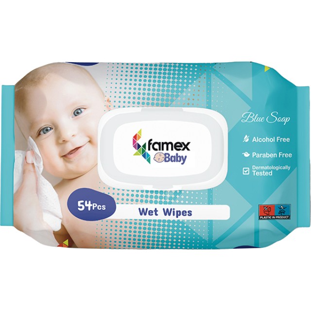 Famex Baby Υγρά Μωρομάντηλα Blue Soap 54 Τεμάχια