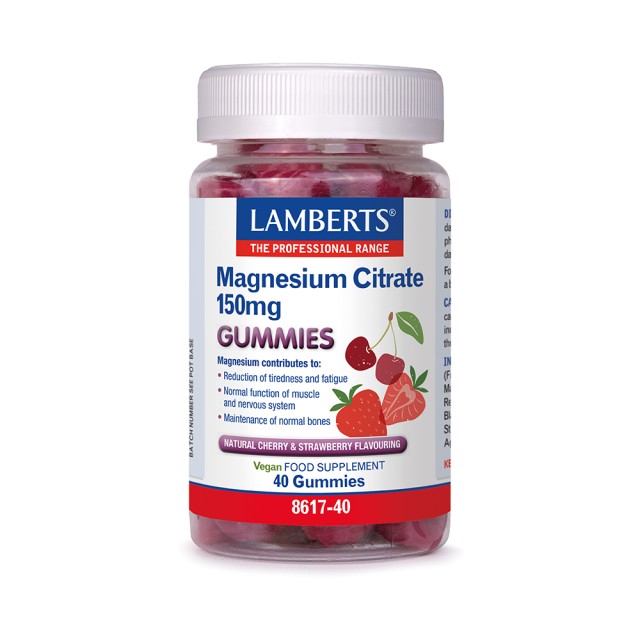 Lamberts Magnesium Citrate 150mg Μαγνήσιο με Γεύση Φράουλα & Κεράσι 40 …