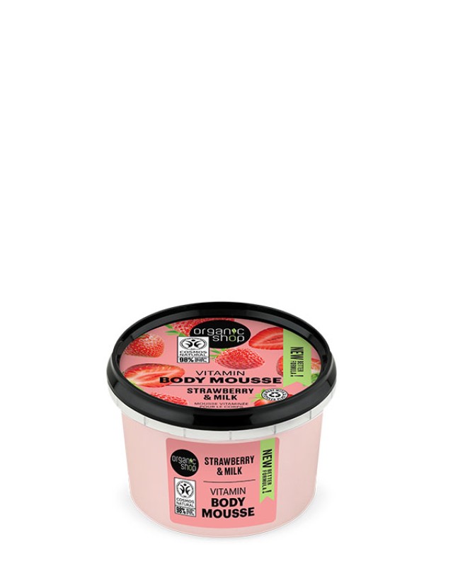 Natura Siberica Organic Shop Strawberry & Milk Yoghurt Body Mousse Βιολογική Φράουλα & Γάλα 250ml