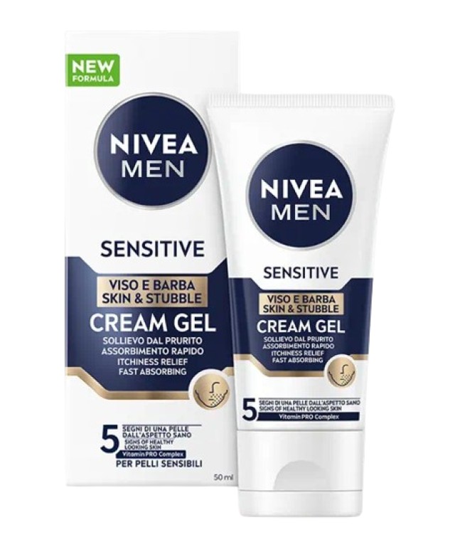 Nivea Men Sensitive Κρέμα Gel για Πρόσωπο & Κοντά Γένια 50ml