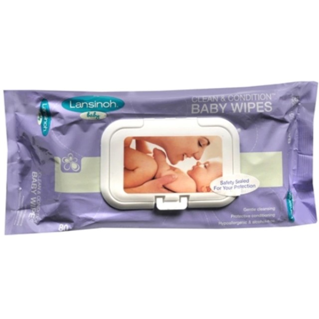 Lansinoh Clean and Condition Μωρομάντηλα  80 Τεμάχια
