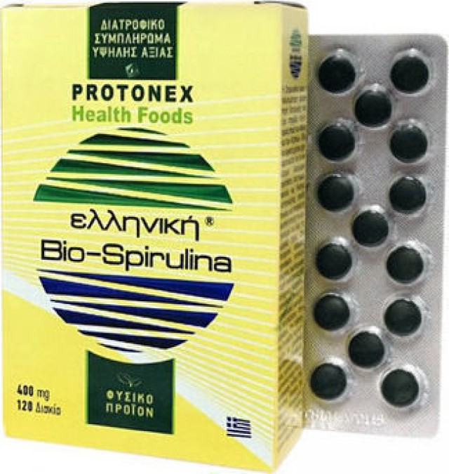 Protonex Ελληνική Bio Spirulina 400mg 120 Δισκία
