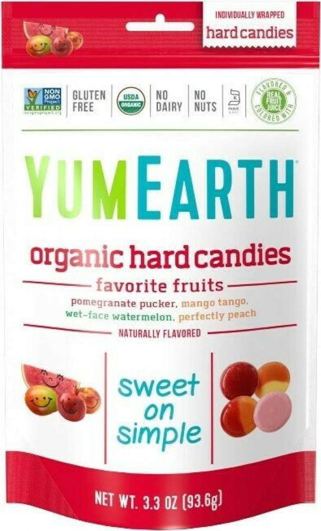 YumEarth Organic Hard Candies Βιολογικές Καραμέλες Φρούτων 93.6gr
