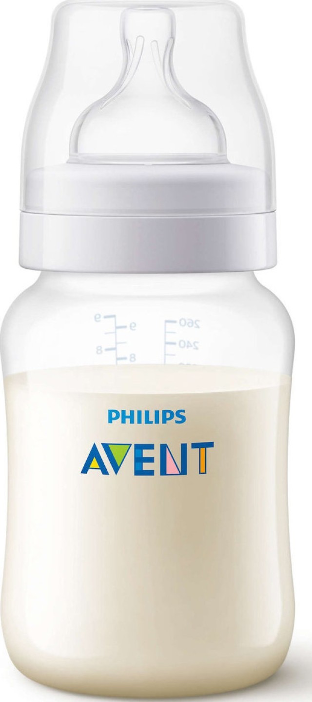 Philips Avent Anti-Colic Πλαστικό Μπιμπερό με Θηλή Σιλικόνης Αργής Ροής κατά των Κολικών 1m+ 260ml SCF813/17