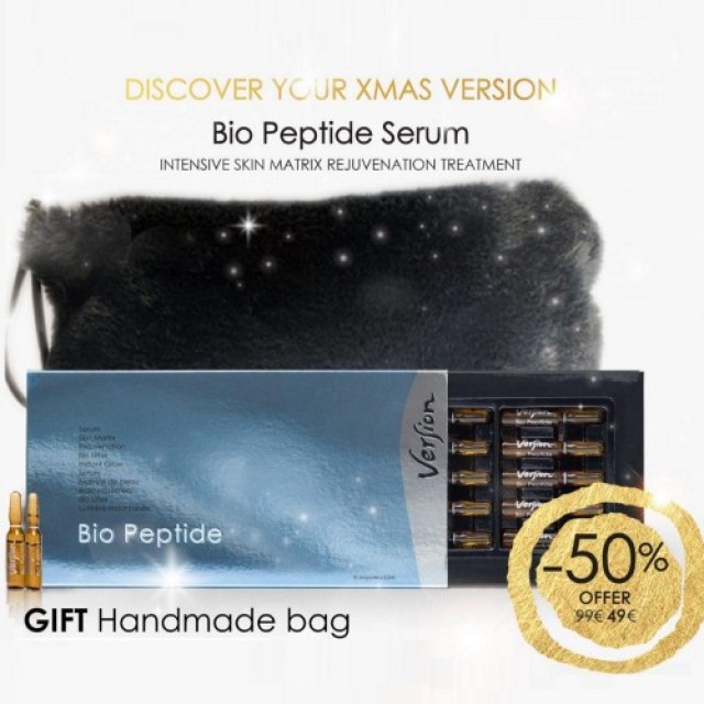Version PROMO Bio Peptide Serum Ορός Αναδόμησης και Σύσφιξης Προσώπου 15 Αμπούλες x 2.5ml - Δώρο Μαύρο Γούνινο Νεσεσέρ