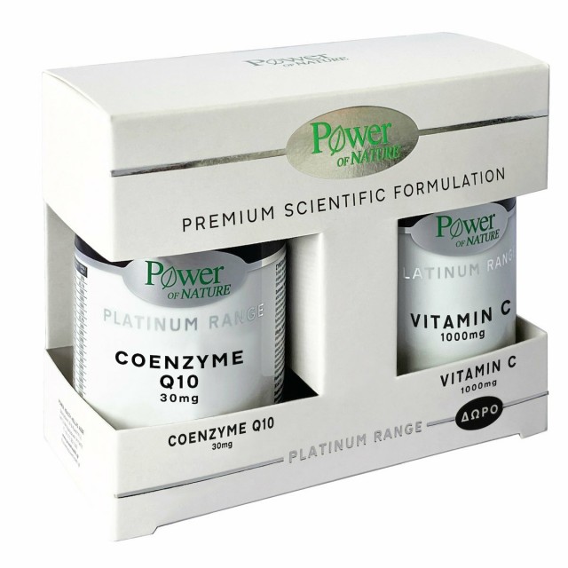Power of Nature PROMO Platinum Range Coenzyme Q10 30mg, 30 Κάψουλες & Δώρο Platinum Range Vitamin C 1000mg, 20 Δισκία