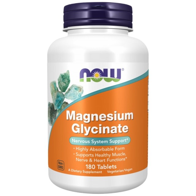 Now Foods Magnesium Glycinate 200mg για την Ενίσχυση του Νευρικού Συστ …