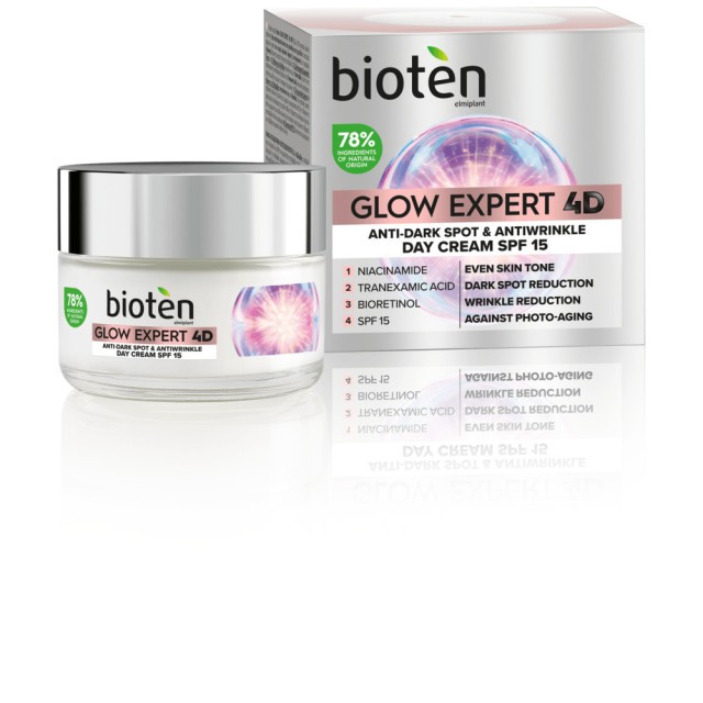 Bioten Glow Expert 4D SPF15 Αντιγηραντική Κρέμα Ημέρας με Δράση Κατά τ …