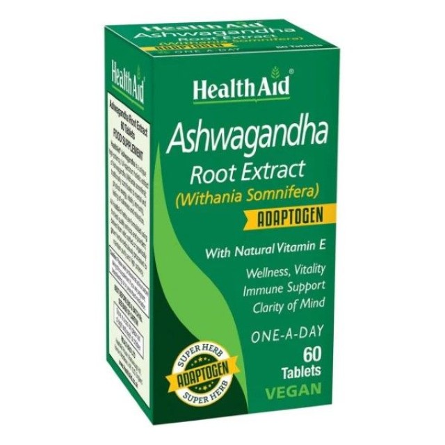 Health Aid Ashwagandha Root Extract Συμπλήρωμα Διατροφής από Ινδικό Ginseng με Ισχυρή Αντιοξειδωτική Δράση για Ενίσχυση του Ανοσοποιητικού 60 Ταμπλέτες
