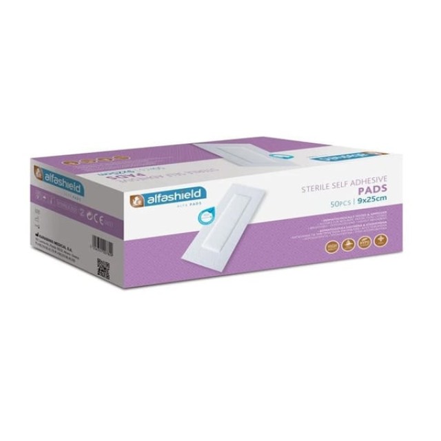 Alfashield Sterile Pads 9x25cm Αποστειρωμένα Απορροφητικά Αυτοκόλλητα &hellip;