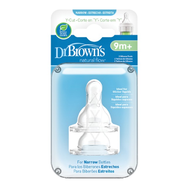 Dr Browns Options+ Natural Flow Y-Cut Θηλές Σιλικόνης 9m+ για Μπιμπερό &hellip;