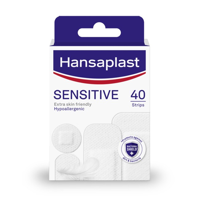 Hansaplast Sensitive Αυτοκόλλητα Επιθέματα σε Διάφορα Μεγέθη Λευκό Χρώμα 40 Τεμάχια
