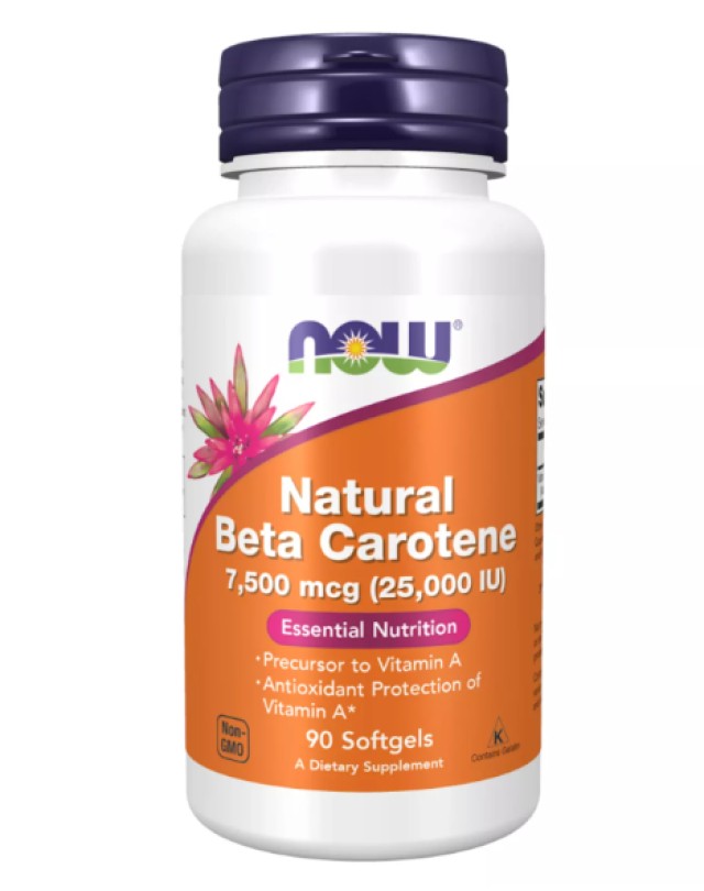 Now Foods Natural Beta Carotene 25.000IU με Αντιοξειδωτική Δράση 90 Μαλακές Κάψουλες